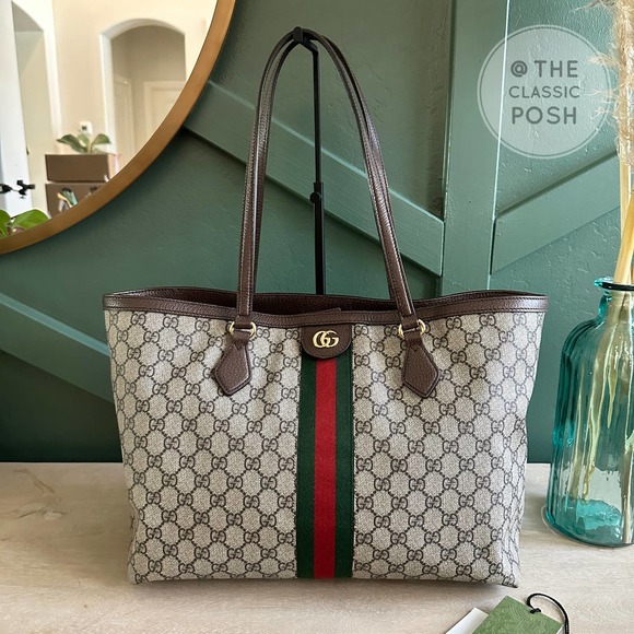 Gucci Handbags - Used Gucci Ophidia GG Supreme Medium Tote Canvas
